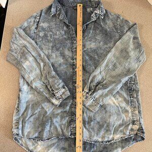 Chelsea & Theodore Size XL ~ Lightweight Distressed Denim Long Sleeve Shirt